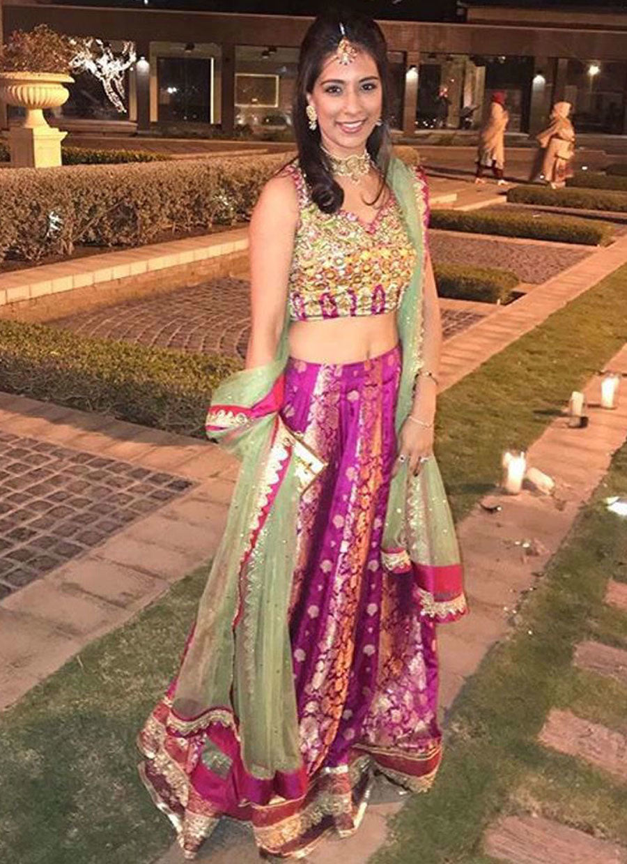 Amun Nadeem looks beautiful in a Farah Talib Aziz embellished lengha choli