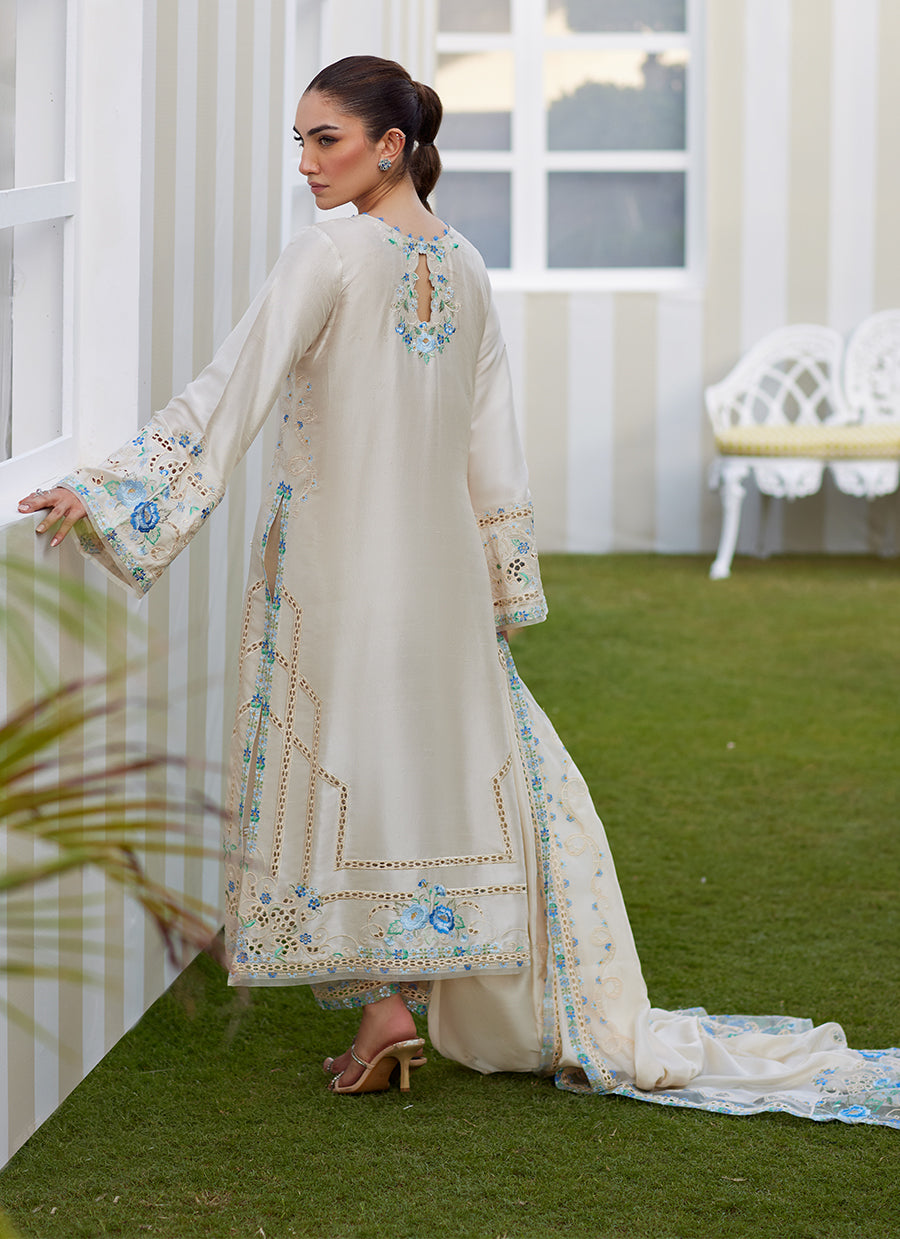 Delina Ivory Shirt and Dupatta