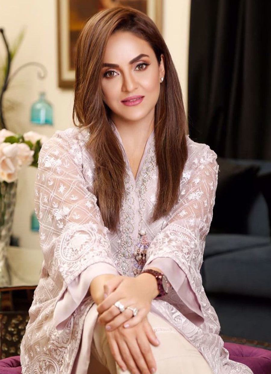 Nadia Khan in Our Pale Pink Hand Embellished Outfit