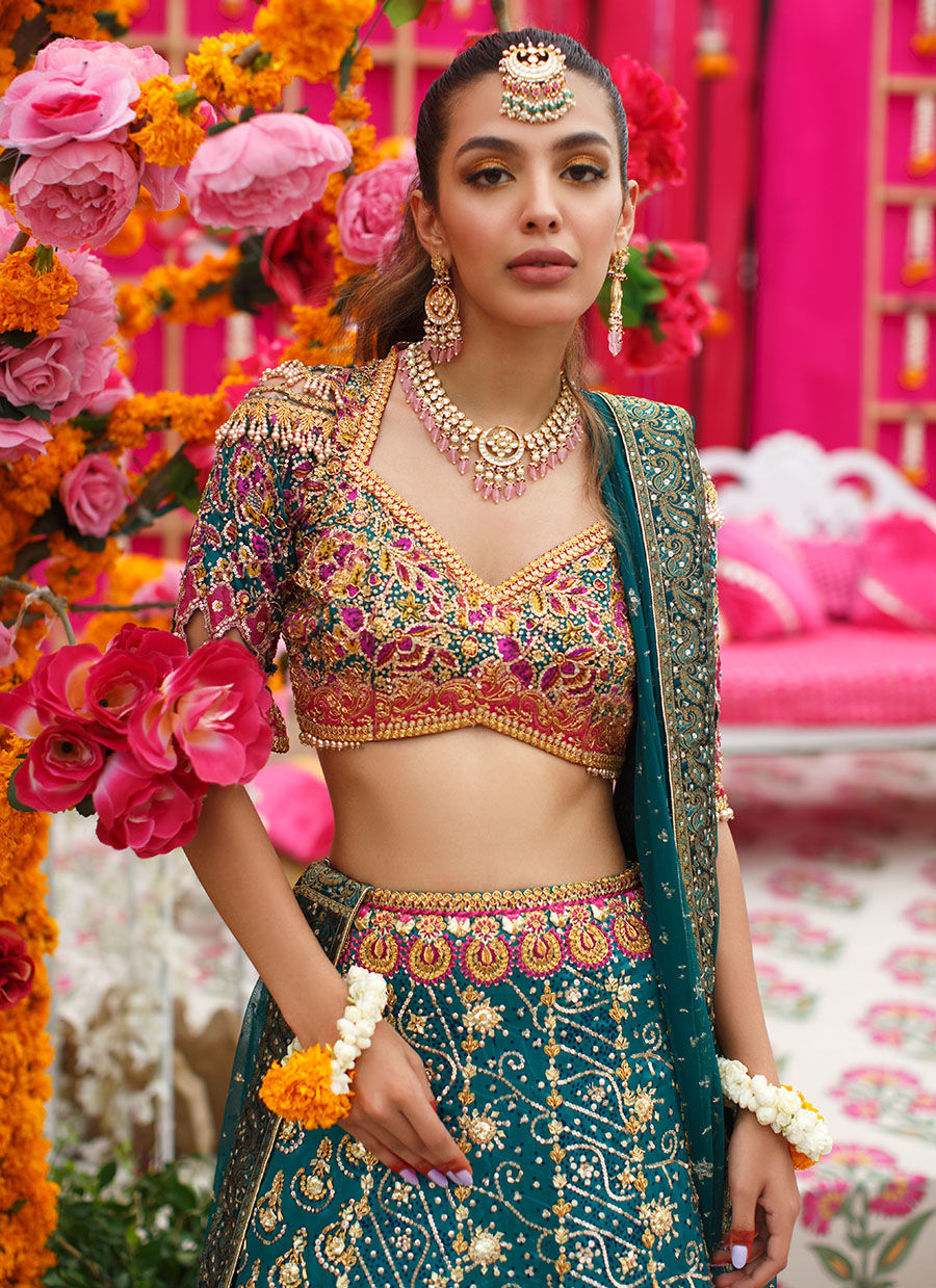 Jade Peacock Lengha Choli