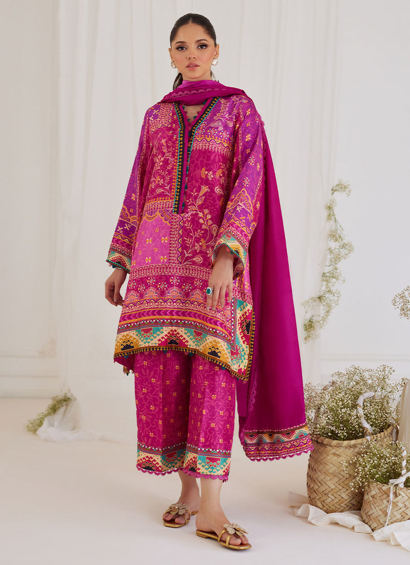 Luz Magenta Shirt and Dupatta