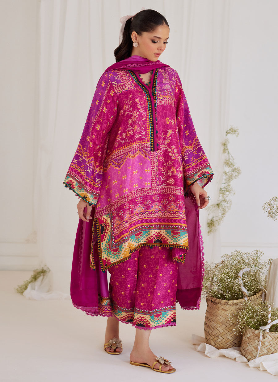 Luz Magenta Shirt and Dupatta