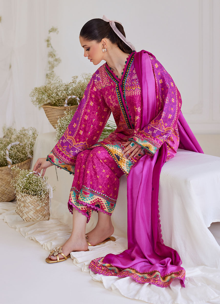 Luz Magenta Shirt and Dupatta