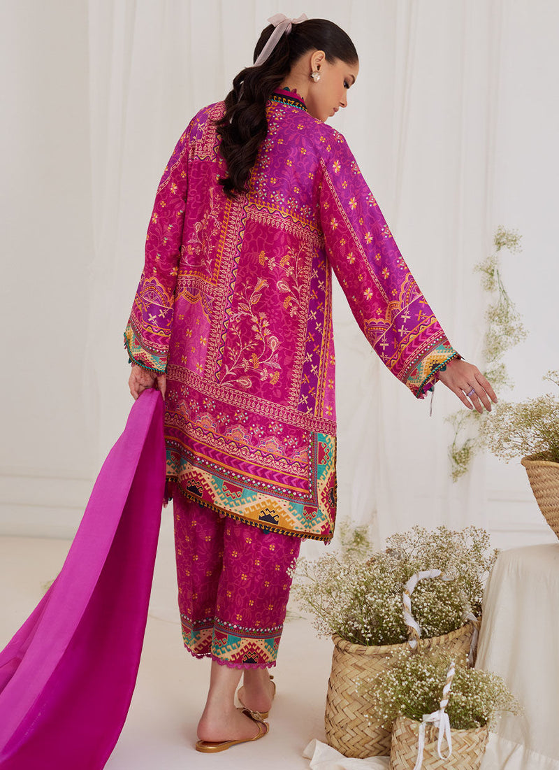 Luz Magenta Shirt and Dupatta