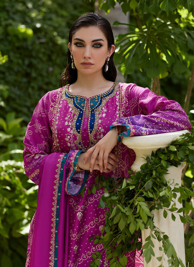 Tazeen Magenta Ombre Shirt and Dupatta
