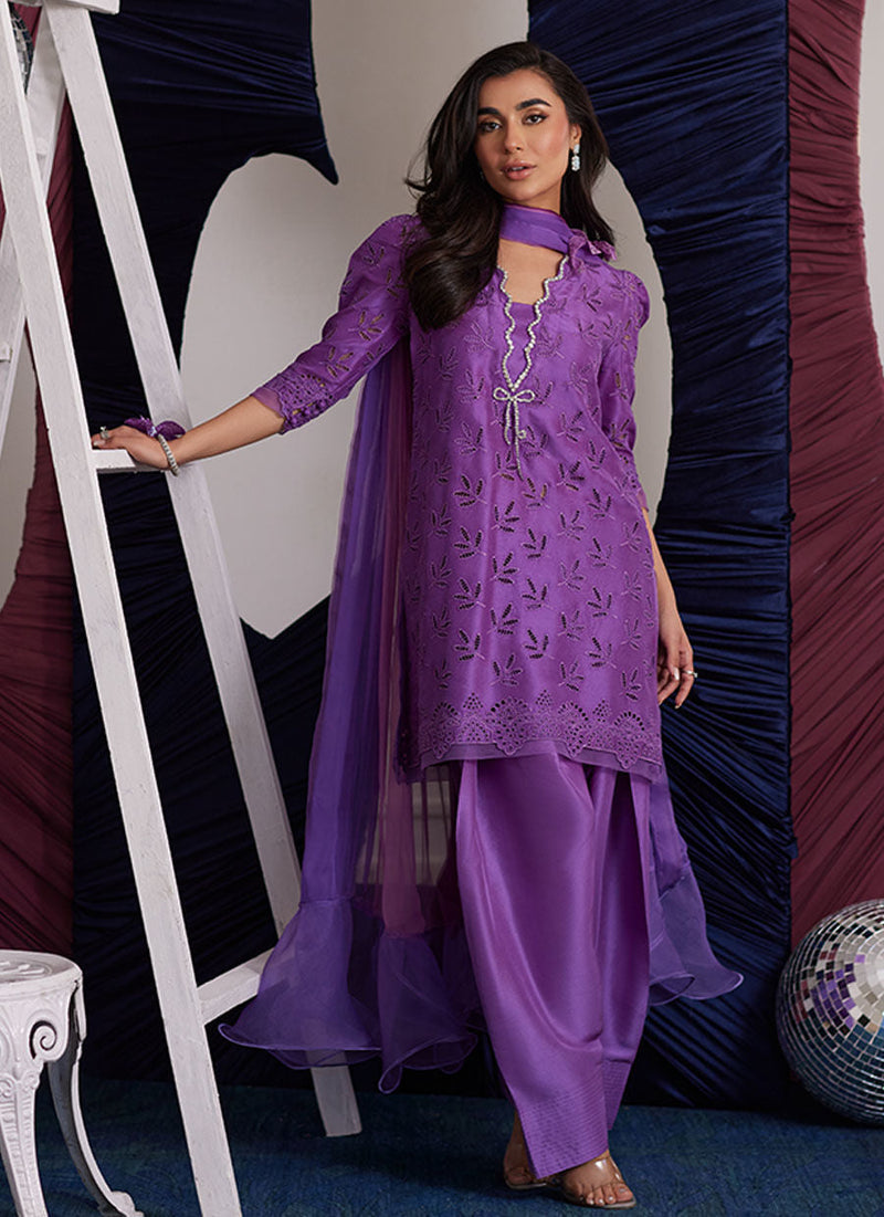 Illy Grape Shirt Dupatta with loose shalwar