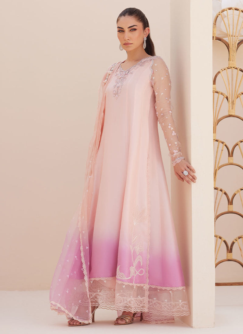 Deedee Pink Ombre Paneled Shirt Dupatta and Pants