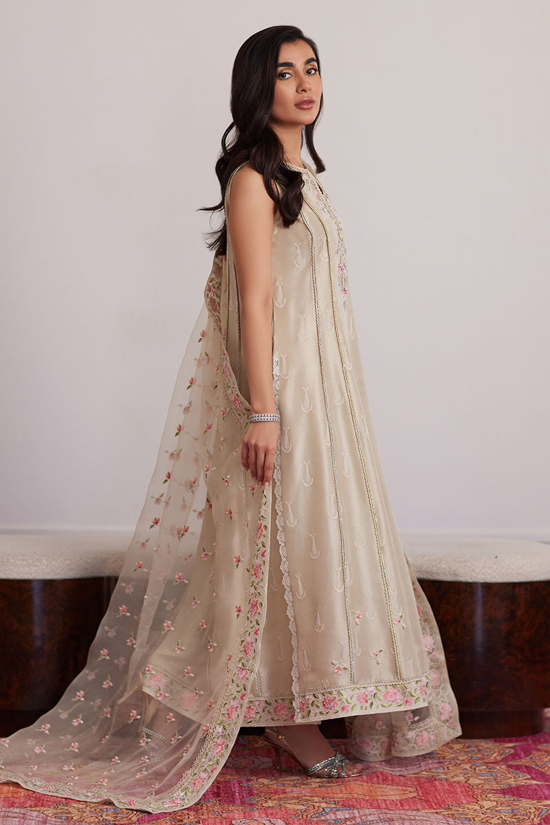 Everly Cream Shirt And Dupatta with pants