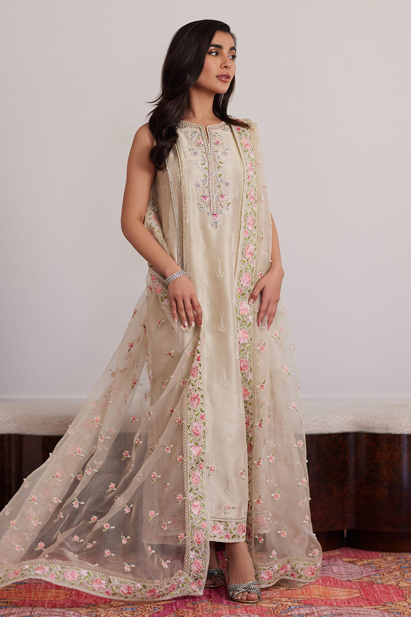 Everly Cream Shirt And Dupatta with pants