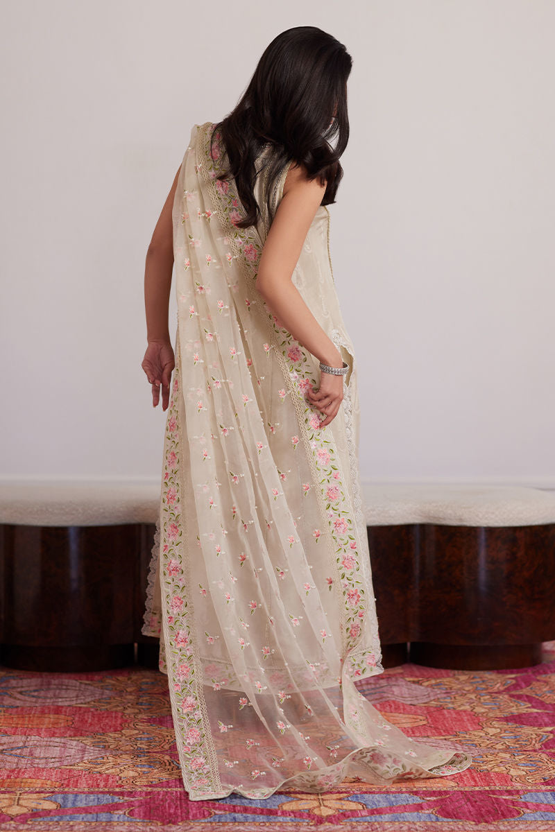 Everly Cream Shirt And Dupatta with pants