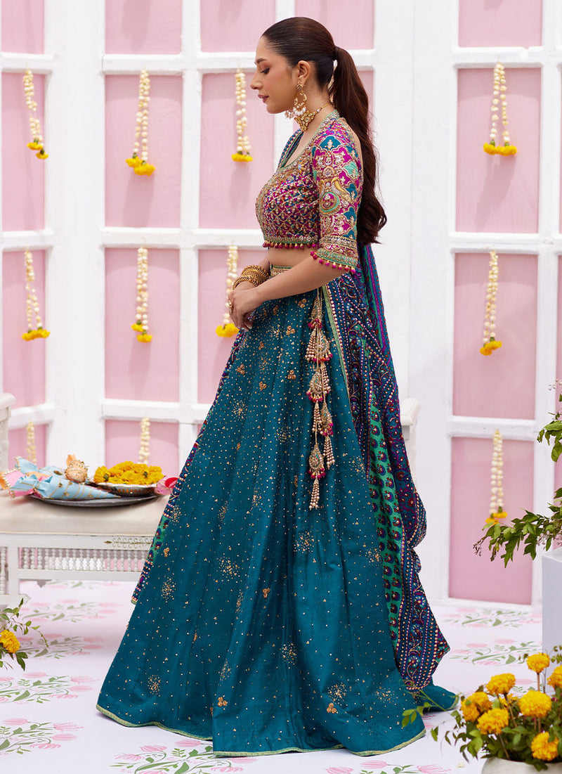 Ayelina Teal Lehnga Choli