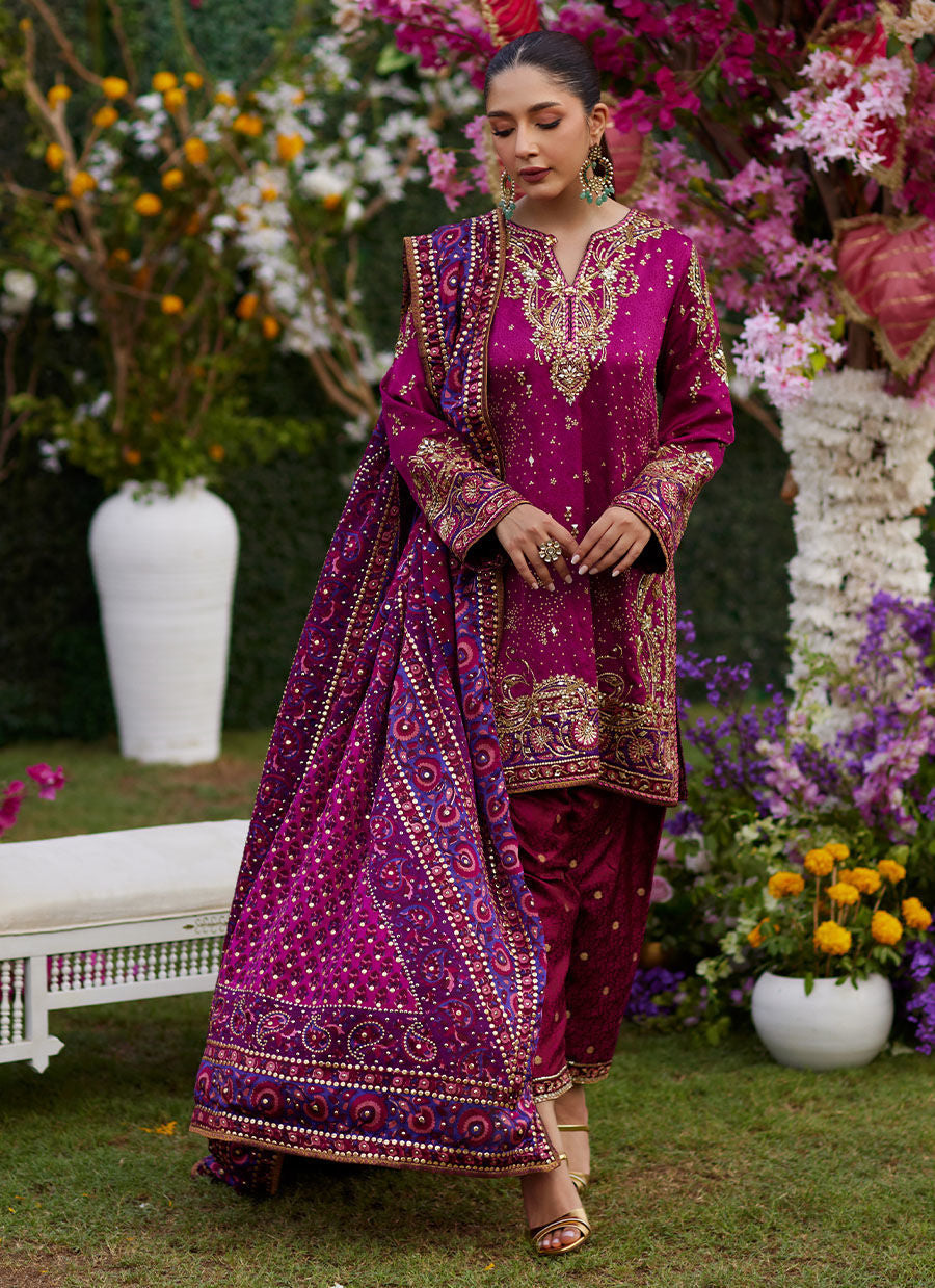 Nura Magenta Shirt And Dupatta