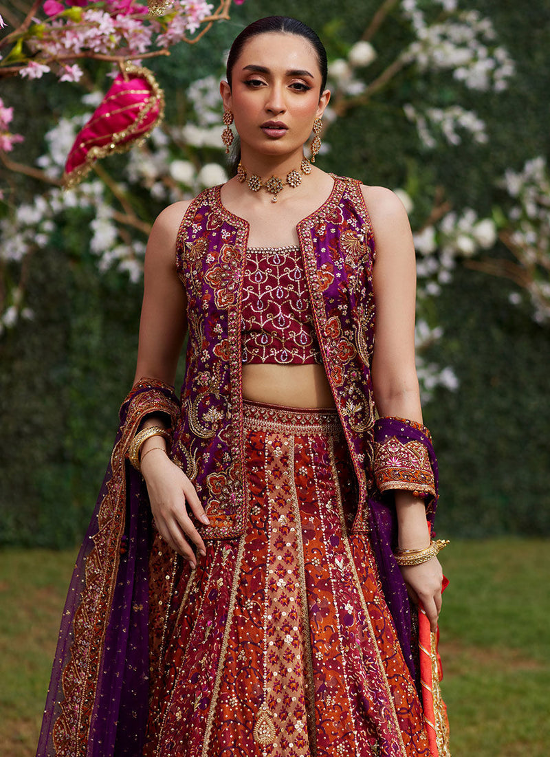 Leena Block Printed Lehnga And Jacket