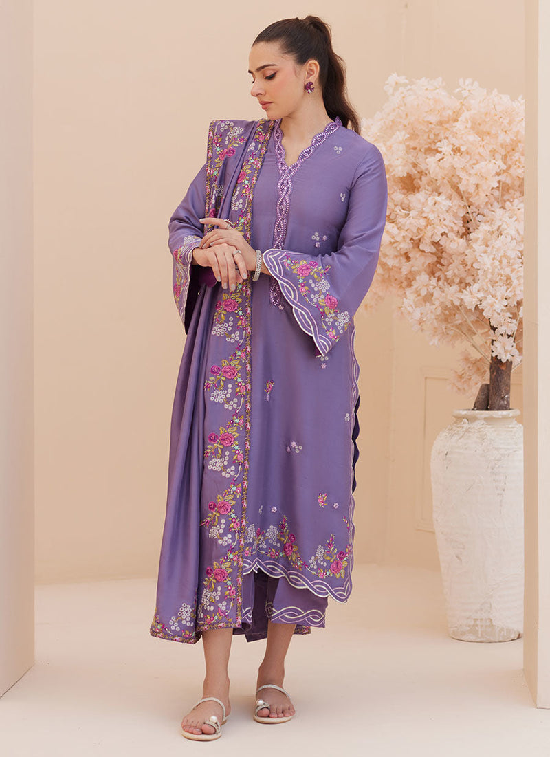 (Goldie Grape Silk Shirt and Dupatta)PANTS only