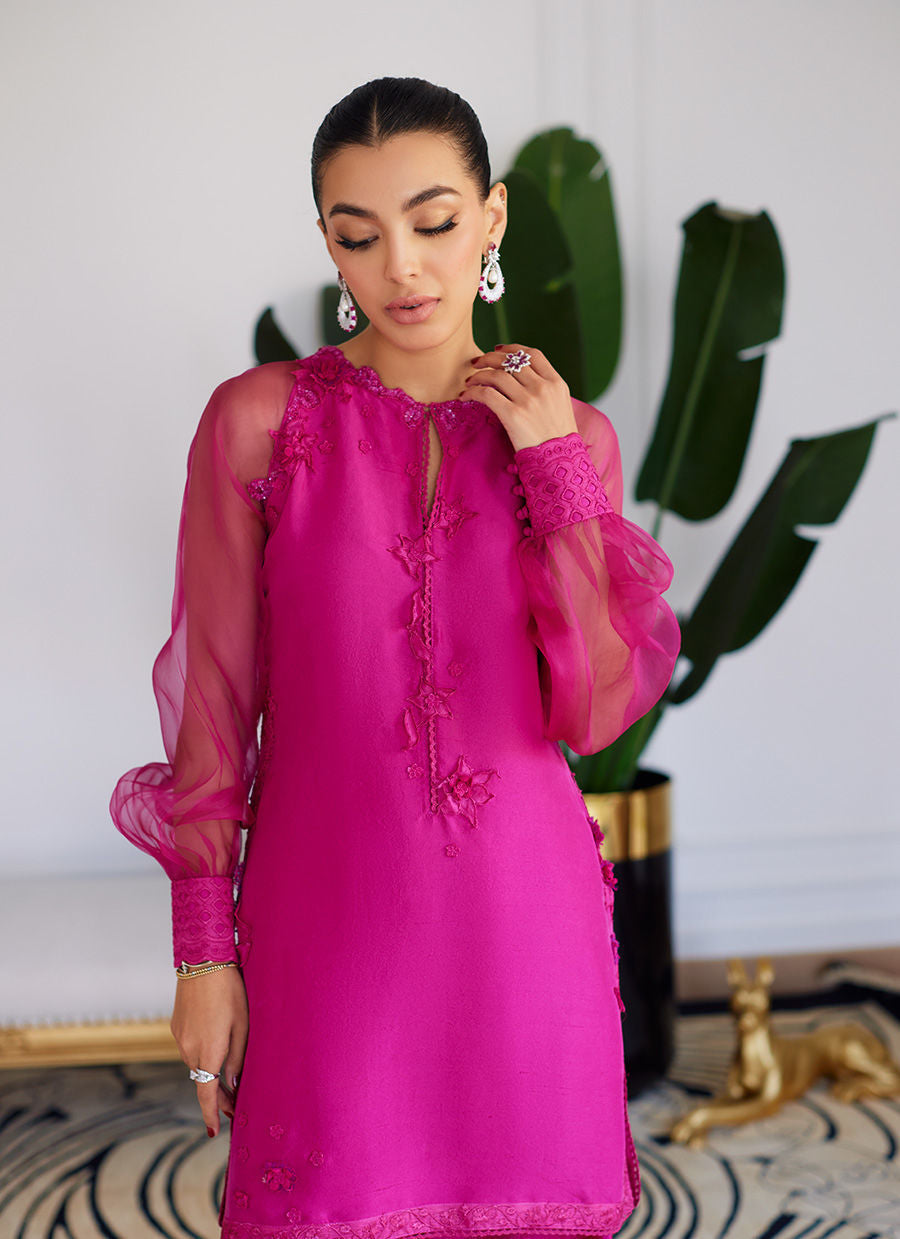 Elio Hot Pink Raw Silk Shirt With Dupatta - Shalwar Only
