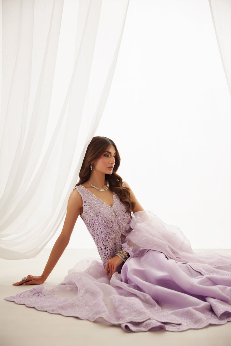 Lumi Lavender Shirt, Lehenga And Dupatta