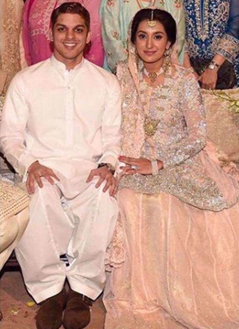 Malaika Hasan in a blush pink Farah Talib Aziz ensemble