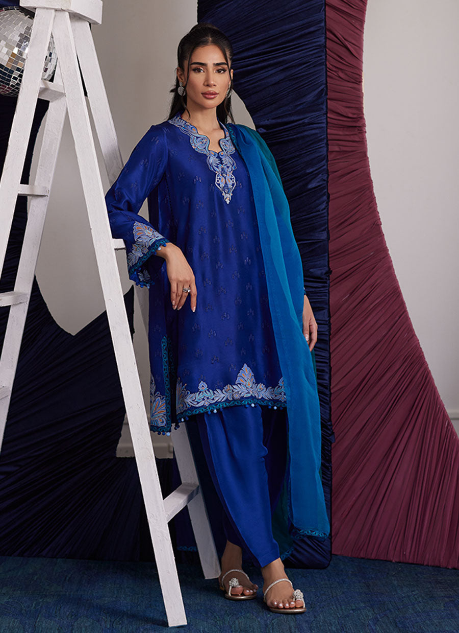 Aliza Azure Shirt And Dupatta