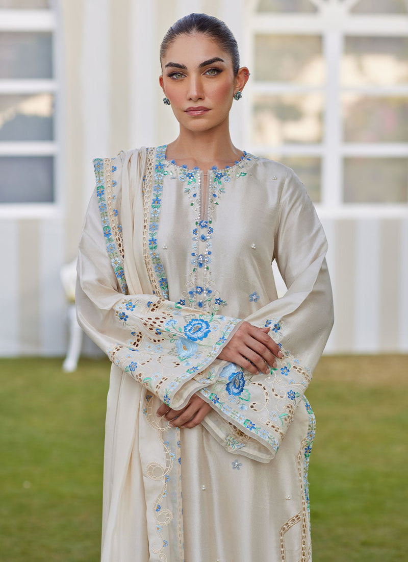 Delina Ivory Shirt and Dupatta