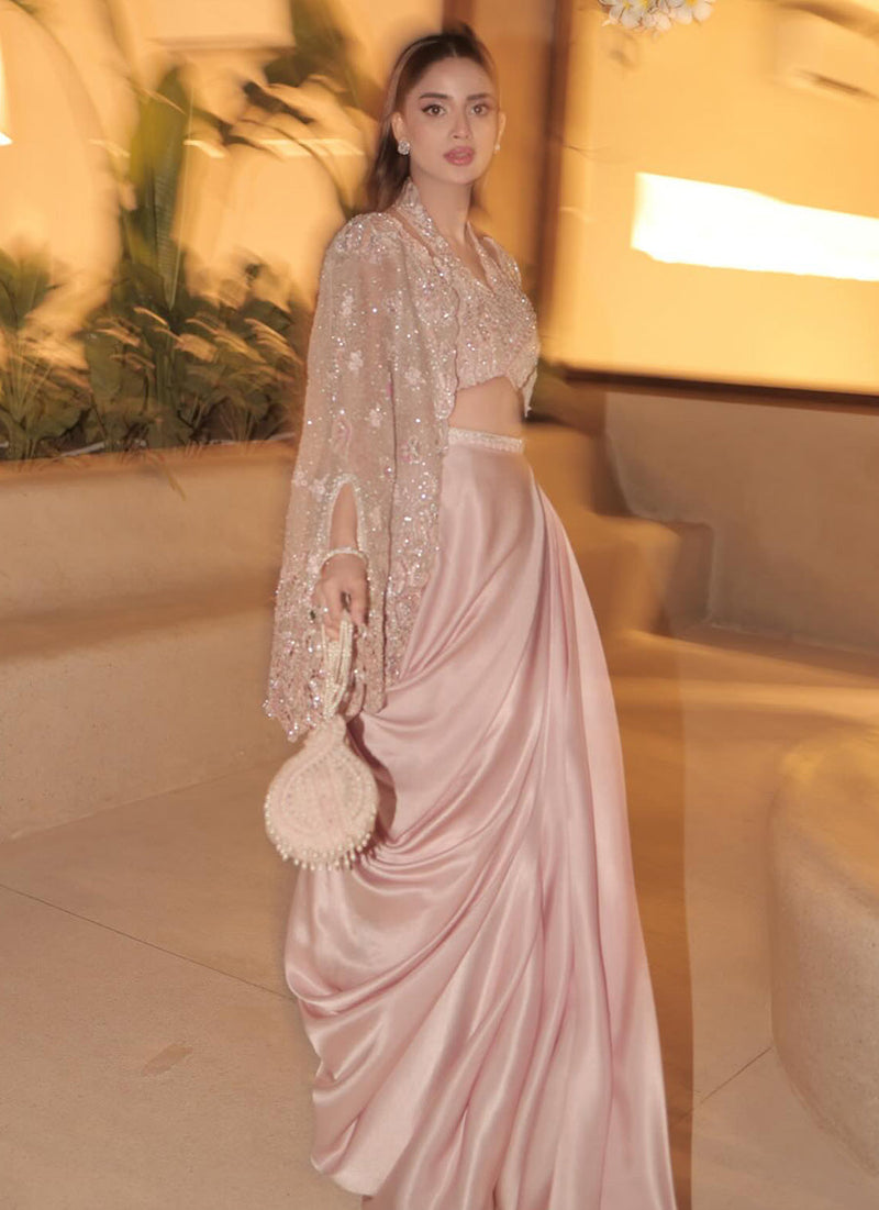 Eris Organza Cape with Pre-Draped Skirt