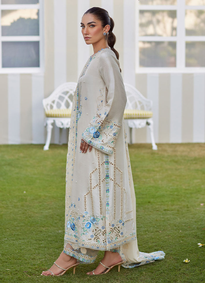 Delina Ivory Shirt and Dupatta