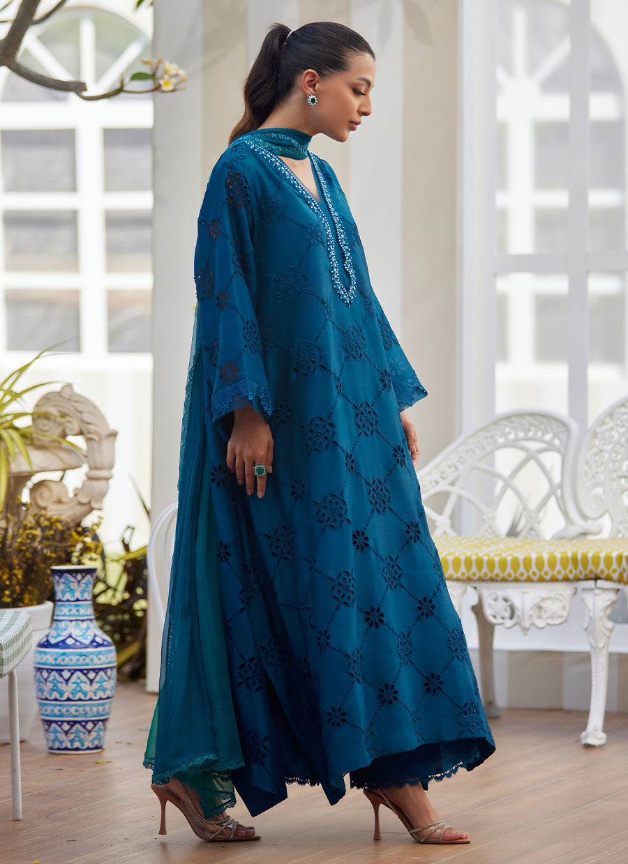 Cela Teal Shirt and Dupatta