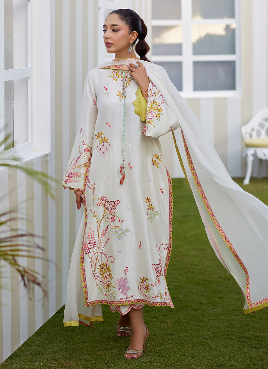 Mireza Ivory Shirt and Dupatta