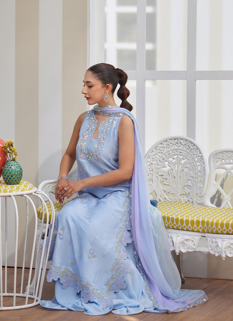 Zila Periwinkle Shirt and Dupatta