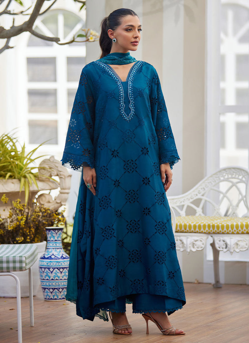 Cela Teal Shirt and Dupatta