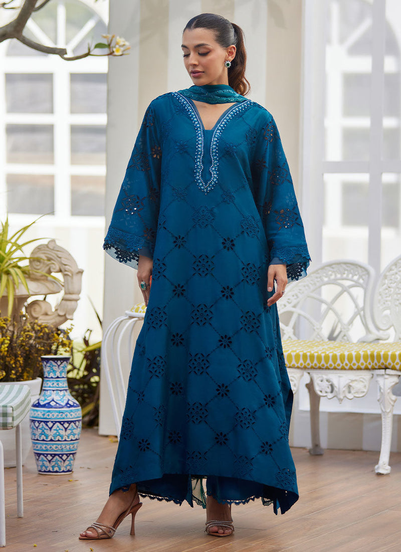 Cela Teal Shirt and Dupatta
