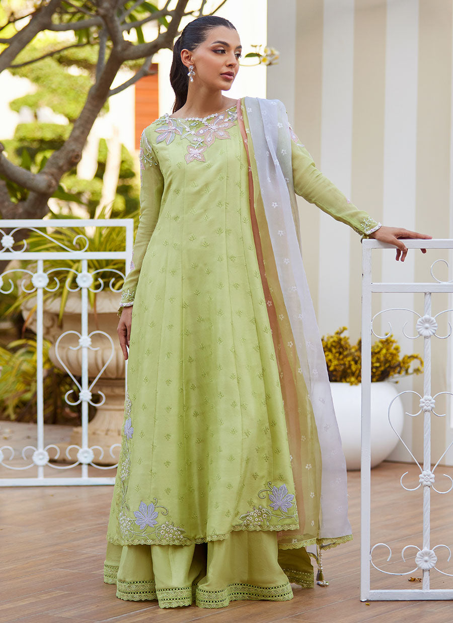 Talya Apple Green Kalidaar and Dupatta