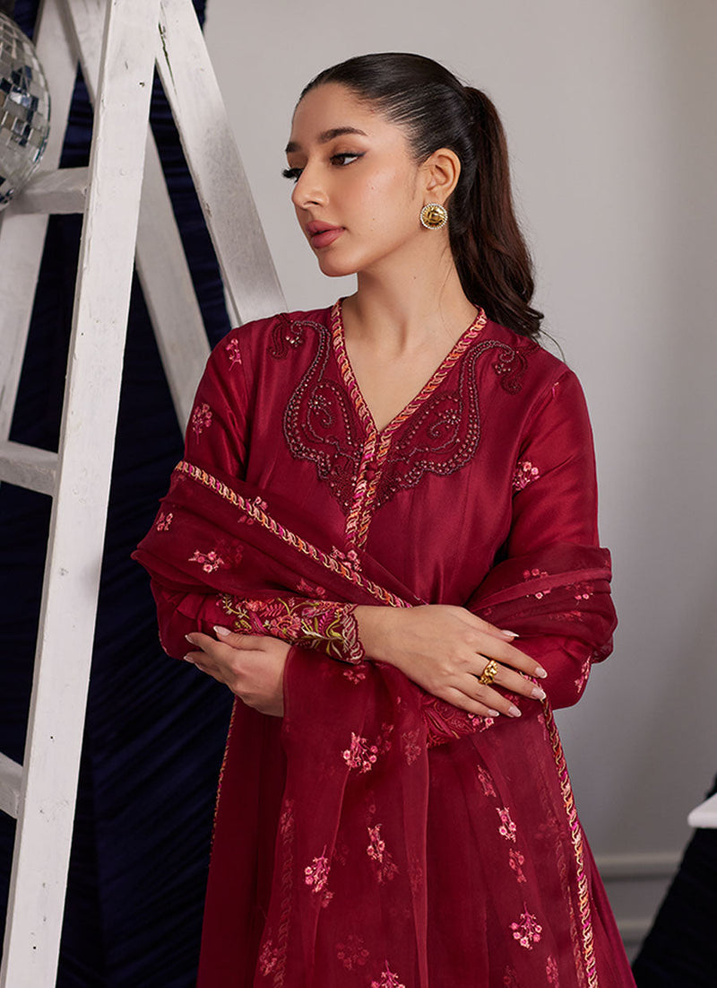 Miko Crimson Kalidaar And Dupatta