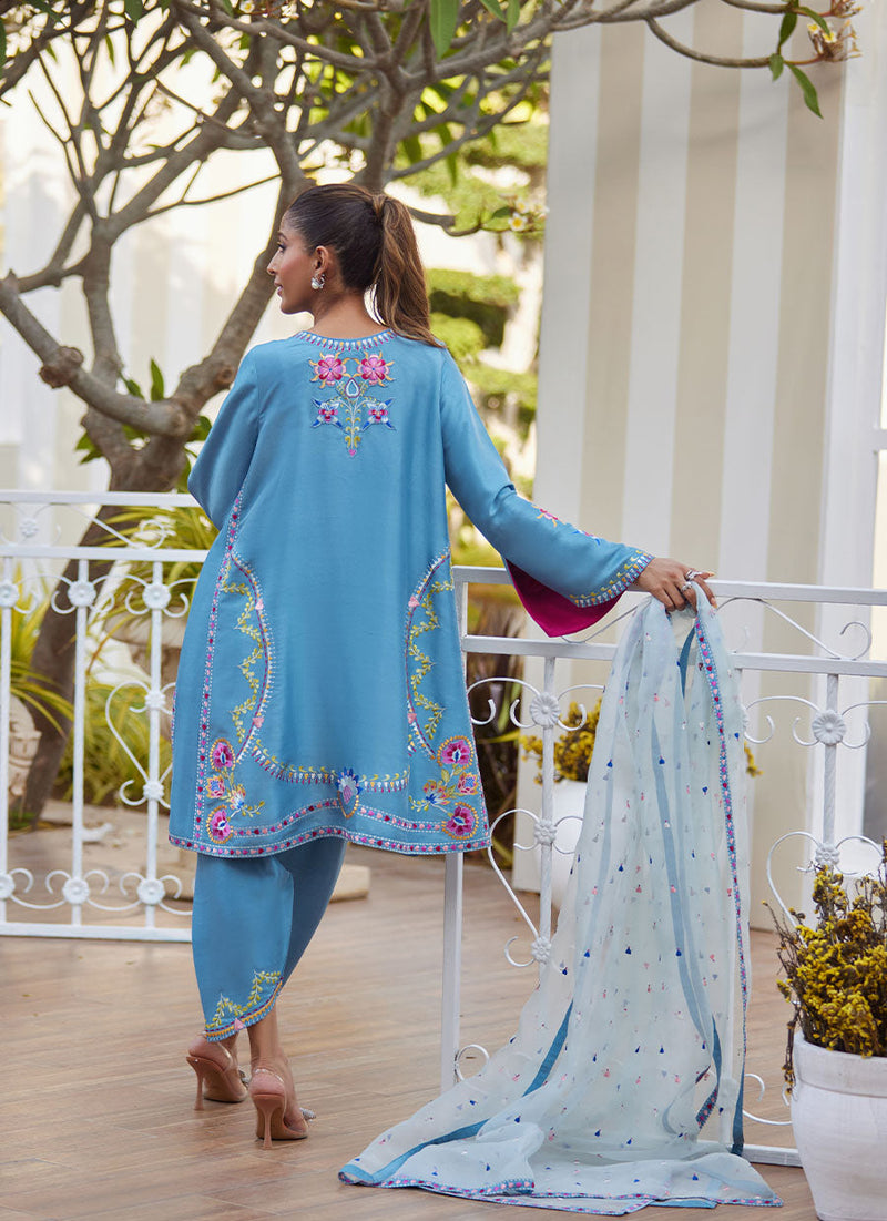 Nyssa Blue Shirt and Dupatta