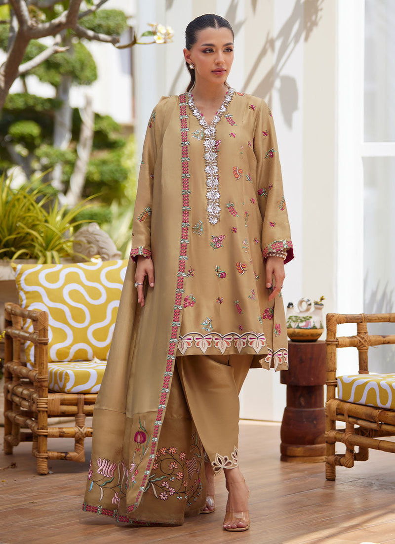 Lira Beige Shirt and Dupatta