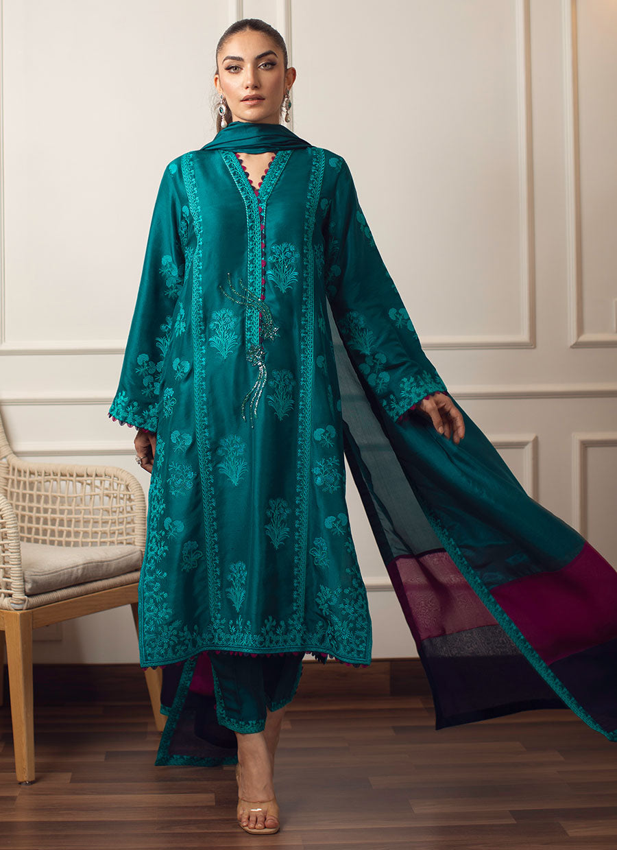 Saki Emerald Shirt and Dupatta