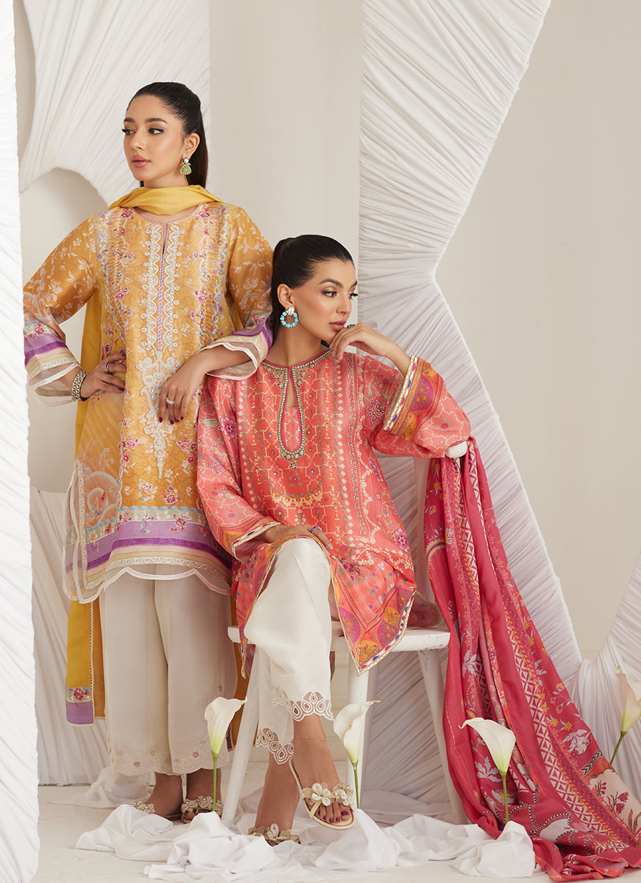 Lillia Tangerine Shirt and Dupatta
