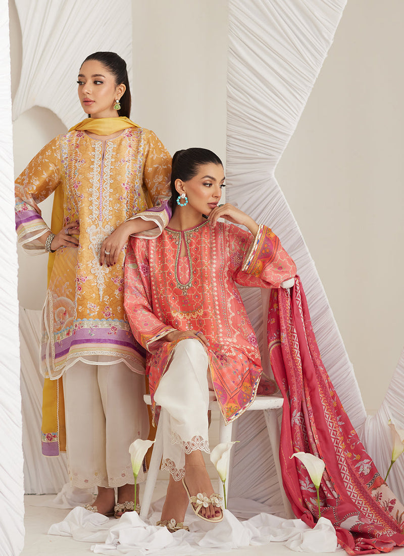 Lillia Tangerine Shirt and Dupatta