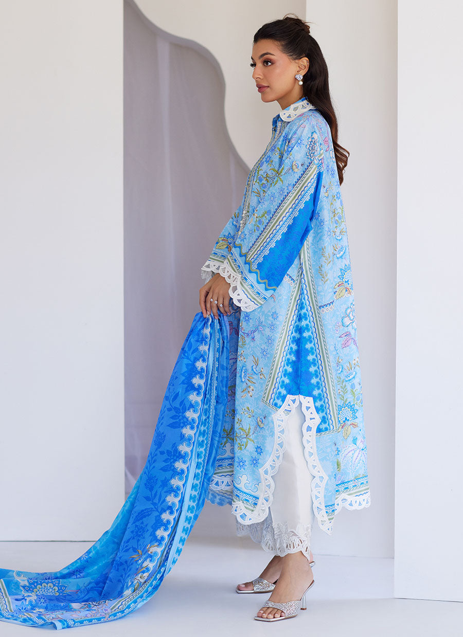 Zadie Blue Shirt and Dupatta