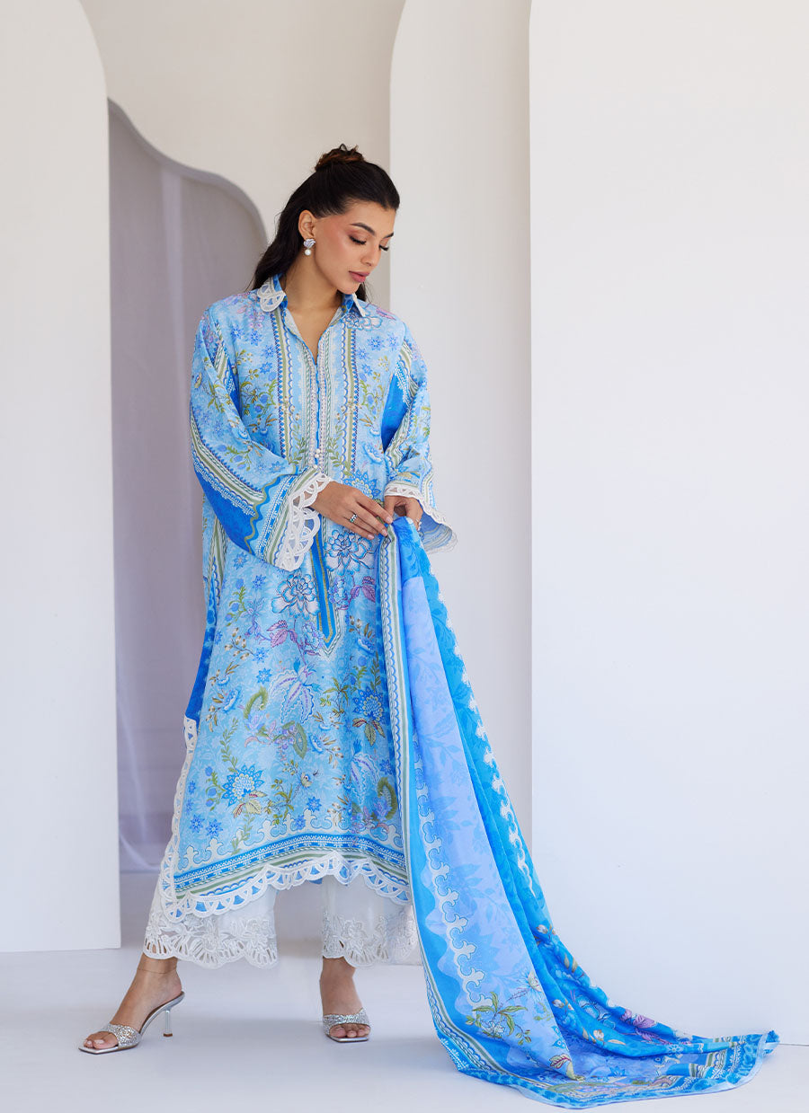 Zadie Blue Shirt and Dupatta