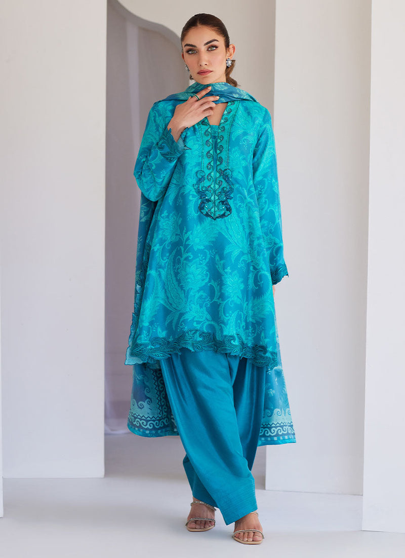 Luna Green Shirt and Dupatta