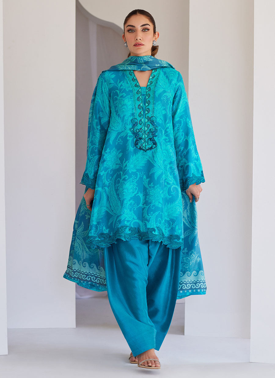 Luna Green Shirt and Dupatta