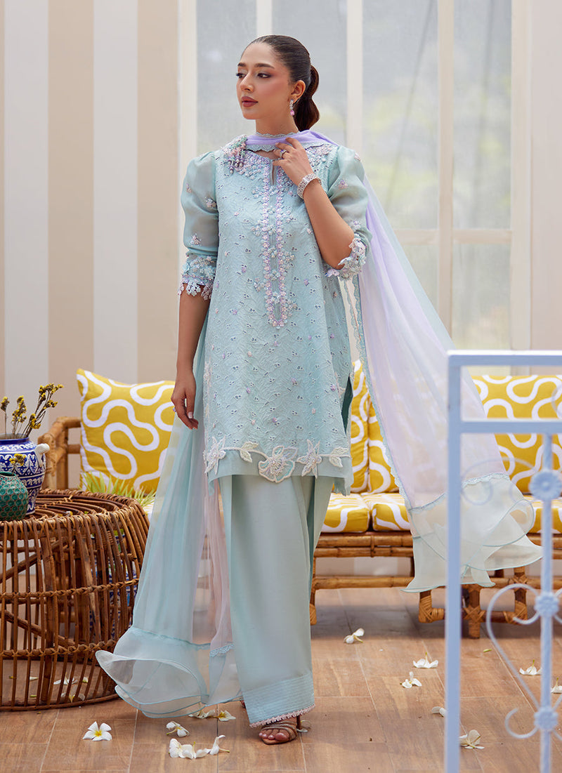 Noa Ice Blue Shirt and Dupatta