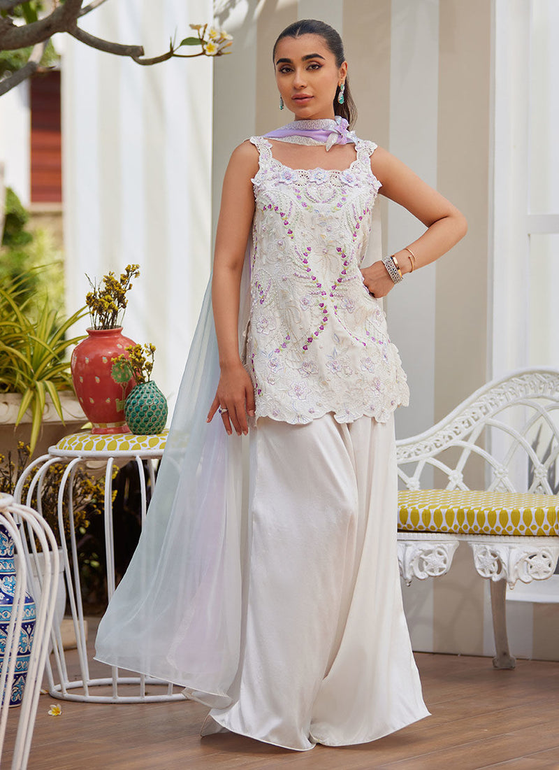 Amora Ivory Shirt, Pants And Dupatta