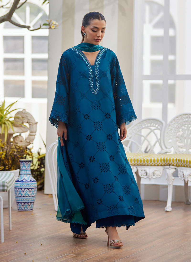 Cela Teal Shirt and Dupatta