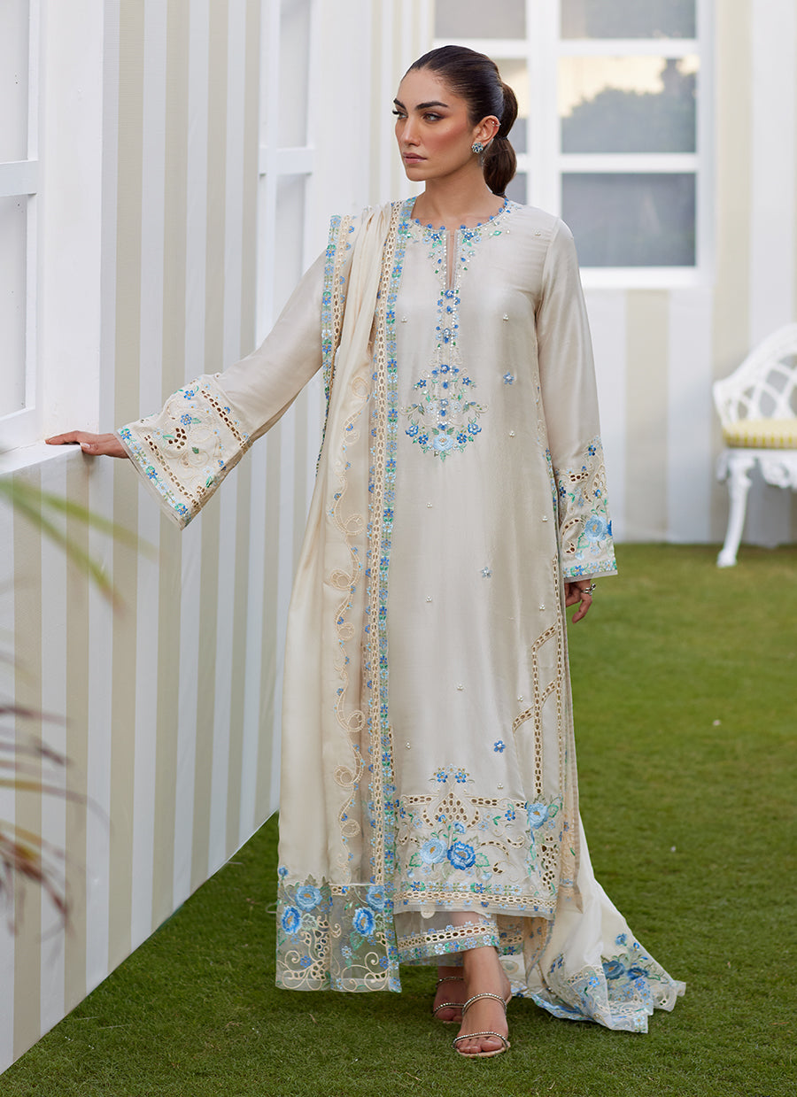 Delina Ivory Shirt and Dupatta
