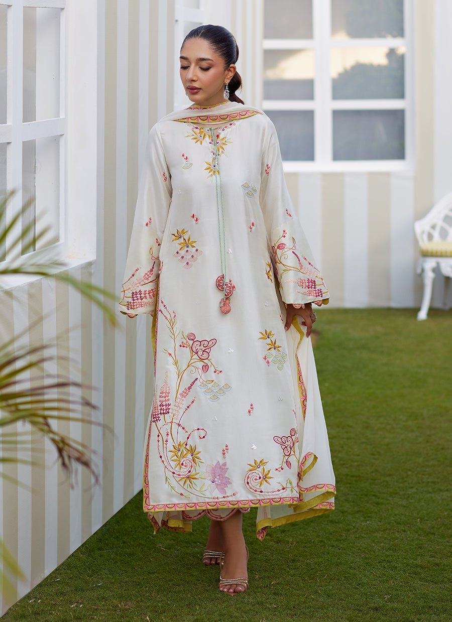 Mireza Ivory Shirt and Dupatta