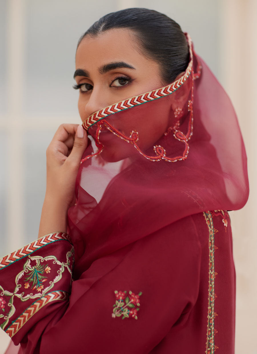 Marsala Silk Shirt and Dupatta