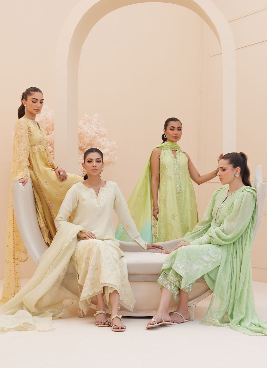 Serena Apple Green Embroidered Shirt and Dupatta