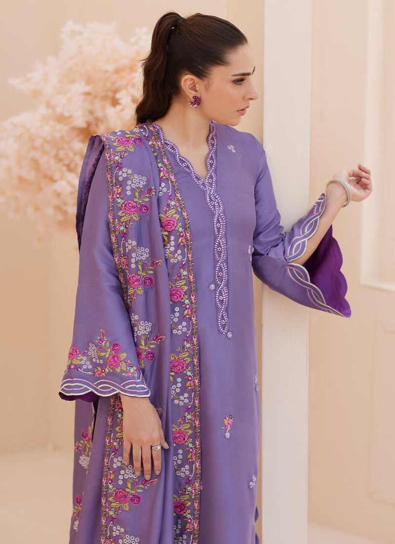 Goldie Grape Silk Shirt and Dupatta