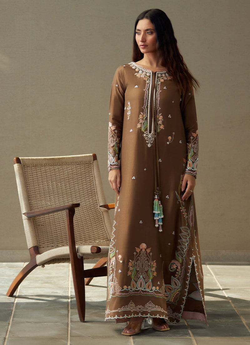 Enia Espresso Silk Kaftan
